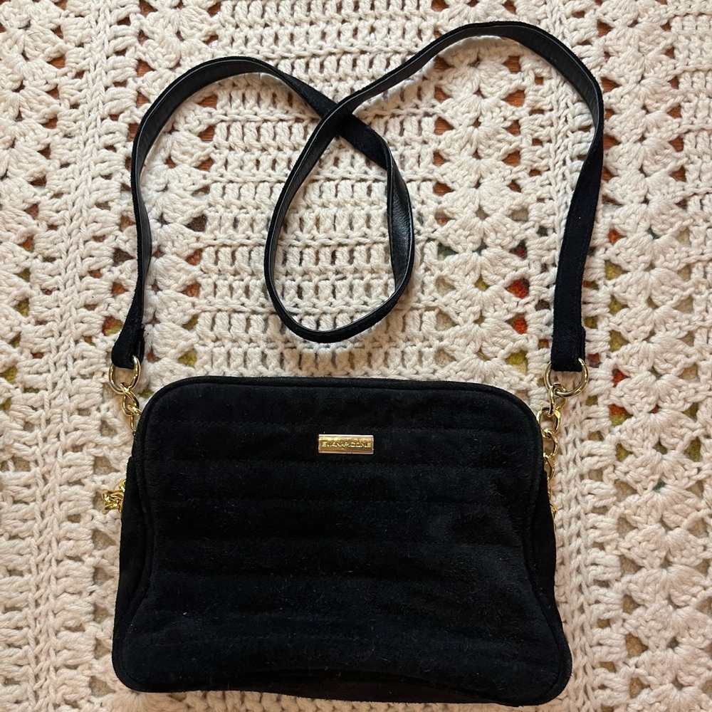 Evan Picone Chic Black Suede Crossbody Bag